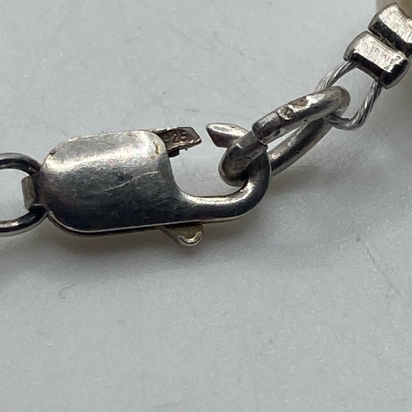 Vtg Sterling Pearl & Turquoise Chunk Beaded Bracelet 8.3” - Picture 4 of 5